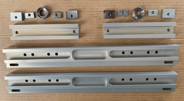 Set of Ergal guides for the glass lift device